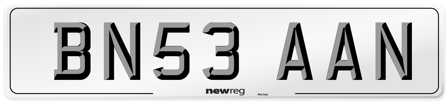 BN53 AAN Number Plate from New Reg